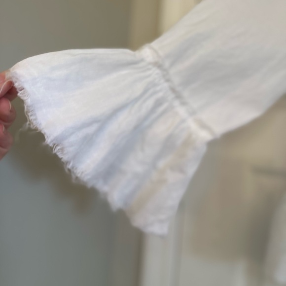 For the Republic 100% Linen Women’s Ruffle Tie-Front Blouse Sz 8 - Picture 4 of 8